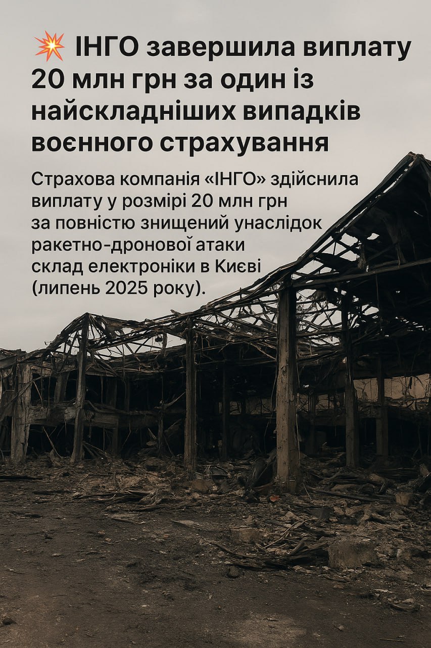 “ІНГО” завершила виплату 20 млн грн за один із найскладніших випадків воєнного страхування